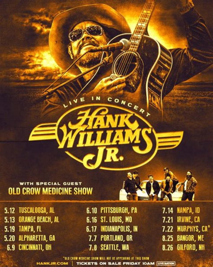 Hank Williams Jr. Announces 2023 Tour With Special Guest Old Crow Medicine Show