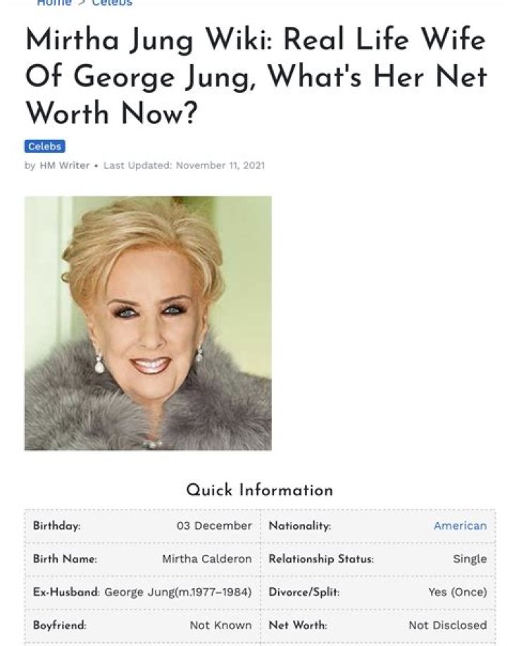Mirtha Jung biography; Ex-wife of drug lord George Jung and mother of Kristina Sunshine Jung.